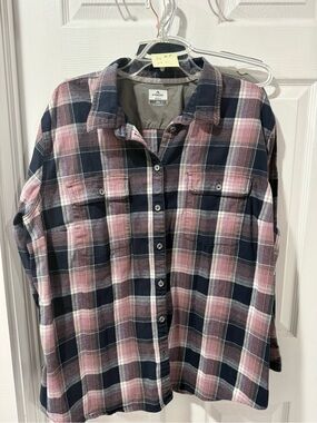 Ridgecut Plus Size Pink and Navy Plaid Button-Up Shirt